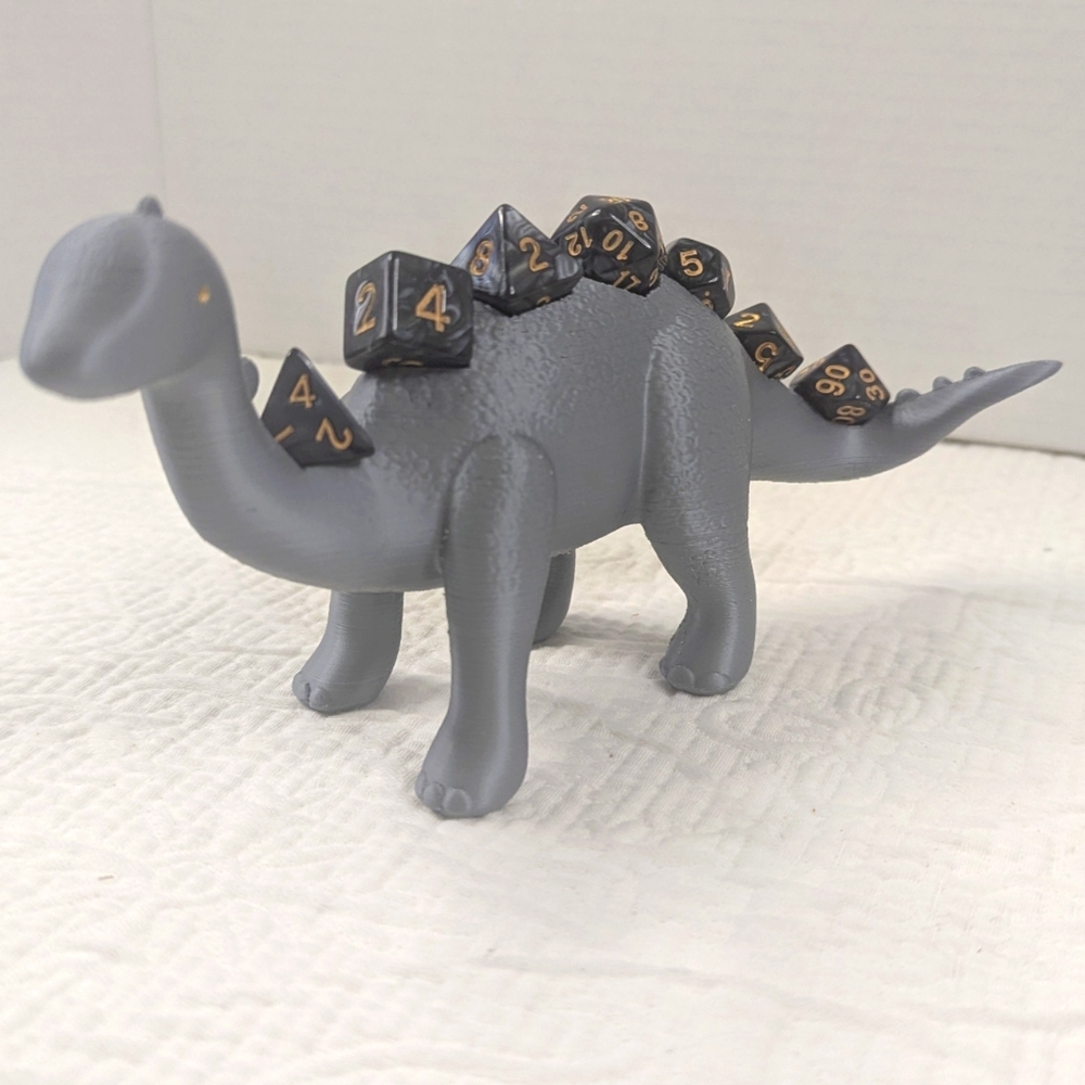 DND RPG Table Games Dice‎ Holder And Dice Set 3D Filament Grey/Black Dinosaur